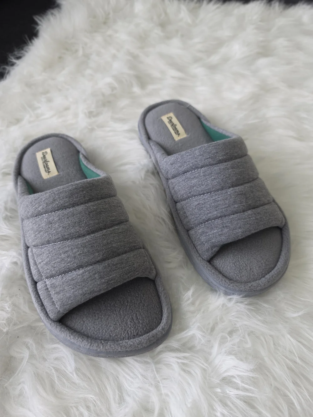 Dearfoams Cozy Comfort Men's Quilted Jersey Slide Slippers